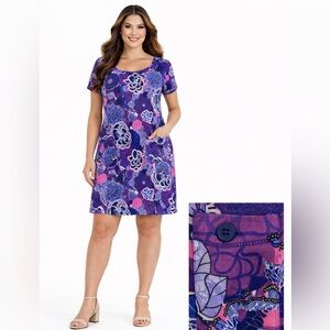 Talbots Floral shift dress  purple, pink, blue & white size medium